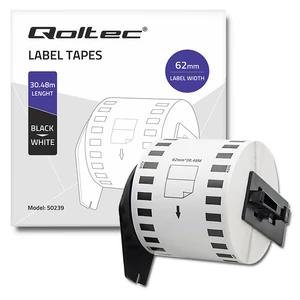 Qoltec Szalag BROTHER DK-22205-hoz | 62mm x 30,48m | Fehér / Fekete felirat | Fogantyús tekercs Qoltec Szalag BROTHER DK-22205-hoz | 62mm x 30,48m | Fehér / Fekete felirat | Fogantyús tekercs