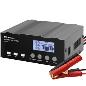 Qoltec Intelligens Mikroprocesszoros Töltő 12V | 12.6V | 24V | Akkumulátortöltő Javító Funkcióval AGM, GEL, LiFePO4 Akkumulátorokhoz | LCD Qoltec Intelligens Mikroprocesszoros Töltő 12V | 12.6V | 24V | Akkumulátortöltő Javító Funkcióval AGM, GEL, LiFePO4 Akkumulátorokhoz | LCD