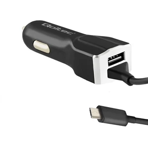 Qoltec autós töltő 12-24V USB és Micro USB kábellel