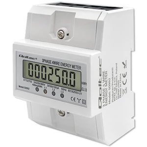 Qoltec Háromfázisú elektronikus mérő | DIN sínre szerelhető energiafogyasztás mérő | 400V | 100A | LCD | 4P