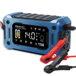 Qoltec Intelligens mikroprocesszoros töltő 12V 15A | Egyenirányító javító funkcióval és áramellátás fenntartásával akkumulátorcsere során | AGM GEL LiFePO4 | LCD Qoltec Intelligens mikroprocesszoros töltő 12V 15A | Egyenirányító javító funkcióval és áramellátás fenntartásával akkumulátorcsere során | AGM GEL LiFePO4 | LCD