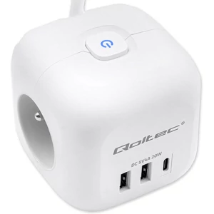 Qoltec Power Cube 6 az 1-ben hosszabbító világító kapcsolóval