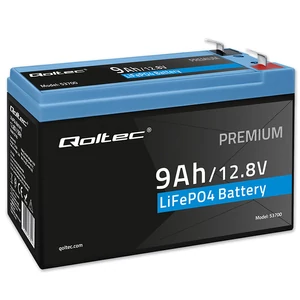 Qoltec 12.8V 9Ah LiFePO4 lítium-vas-foszfát akkumulátor