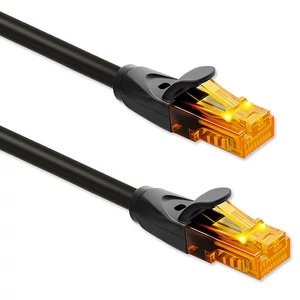 Qoltec UTP Patchcord kábel 20m fekete, aranyozott RJ-45 csatlakozóval