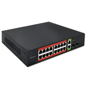 Qoltec 16x RJ45 PoE hálózati kapcsoló fekete színben