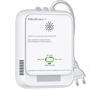 Qoltec Tanúsított vezeték nélküli Gázszivárgás (CH4) és Szén-monoxid (CO) érzékelő | érzékelő élettartama 5 év | riasztás 85dB | LED Qoltec Tanúsított vezeték nélküli Gázszivárgás (CH4) és Szén-monoxid (CO) érzékelő | érzékelő élettartama 5 év | riasztás 85dB | LED