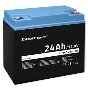 Qoltec LiFePO4 lítium-vas-foszfát akkumulátor | 12,8V | 24Ah | 307,2Wh | BMS Qoltec LiFePO4 lítium-vas-foszfát akkumulátor | 12,8V | 24Ah | 307,2Wh | BMS