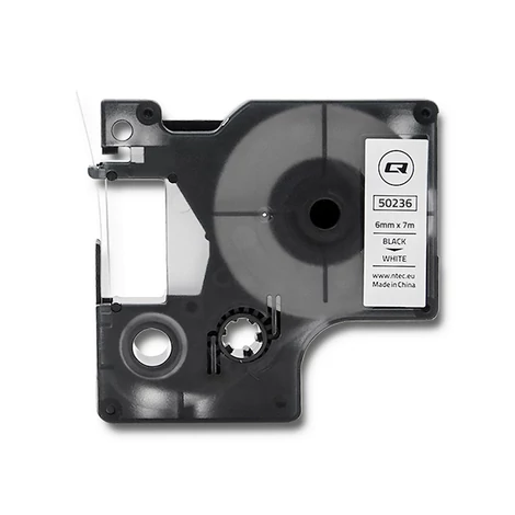 Qoltec DYMO D1 43613-hoz 6mm x 7m címkeszalag fehér/fekete