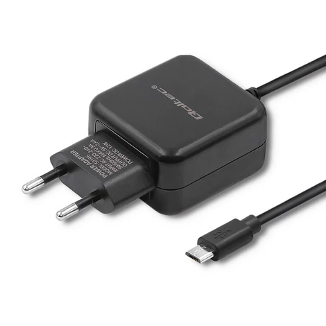 Qoltec 5V 2.4A MicroUSB töltő fekete színben