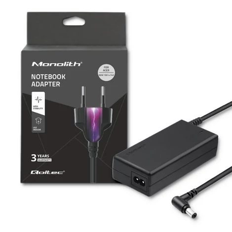Qoltec 90W tápegység Acer laptophoz fekete színben