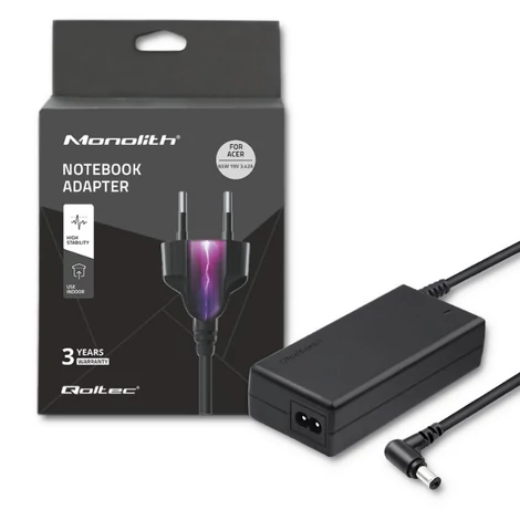 Qoltec tápegység Acer laptophoz, 65W, fekete színben