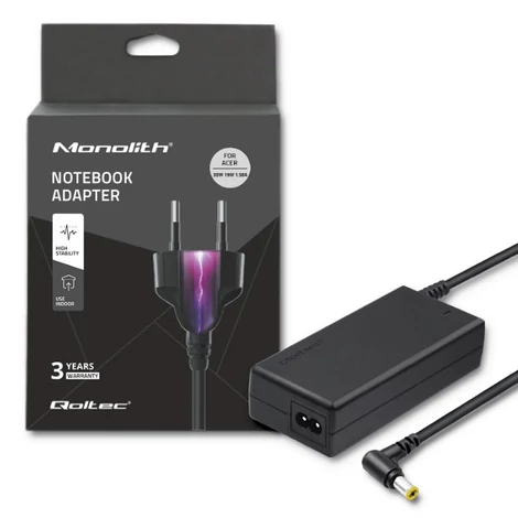 Qoltec 30W tápegység Acer laptophoz fekete színben