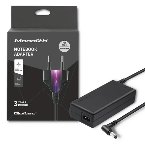 Qoltec 90W tápegység Asus laptophoz fekete színben