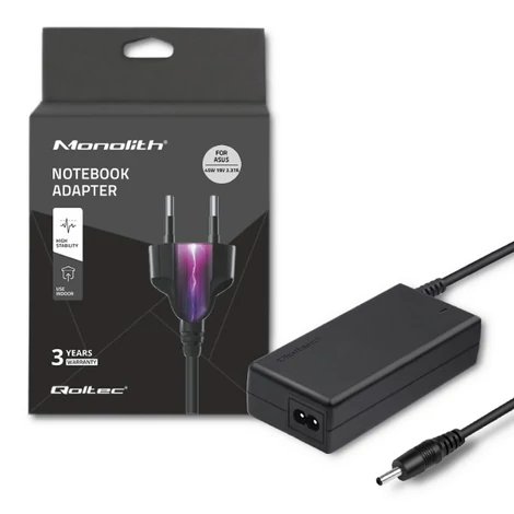 Qoltec 45W tápegység Asus laptophoz fekete színben