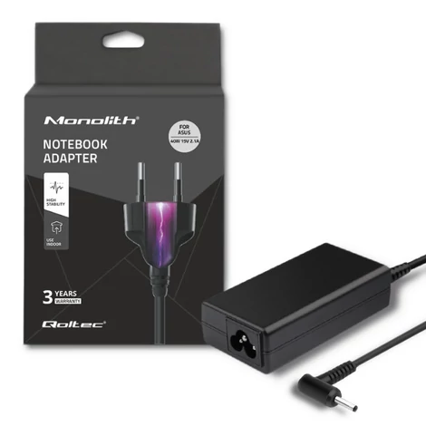 Qoltec 40W tápegység Asus laptophoz fekete színben