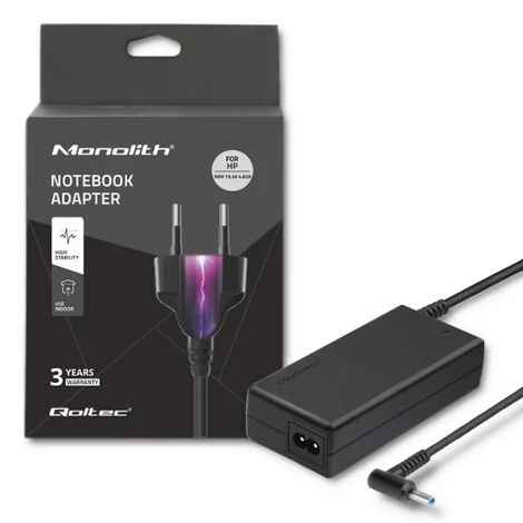 Qoltec 90W tápegység HP laptophoz, fekete színben