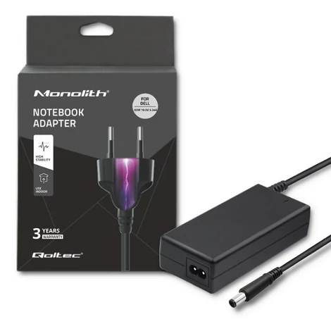Qoltec tápegység Dell laptophoz 65W fekete színben