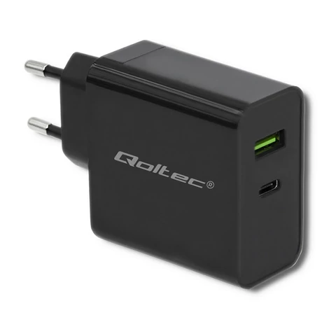 Qoltec 45W fekete USB Type C töltő