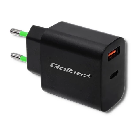 Qoltec 18W fekete USB C töltő