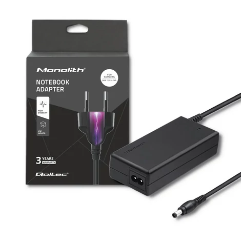 Qoltec 90W tápegység Samsung laptophoz fekete színben