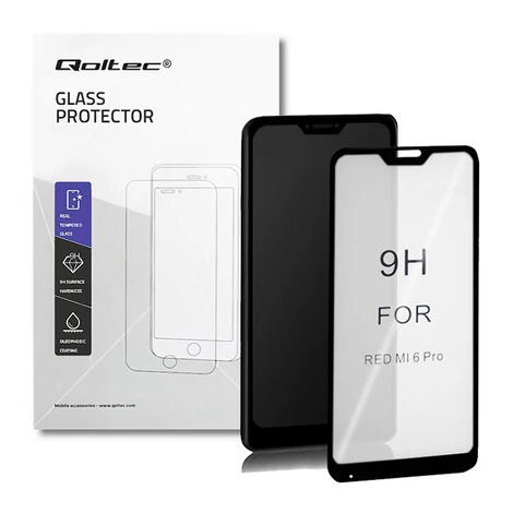 Qoltec edzett üveg kijelzővédő Xiaomi A2 Lite-hoz fekete színben
