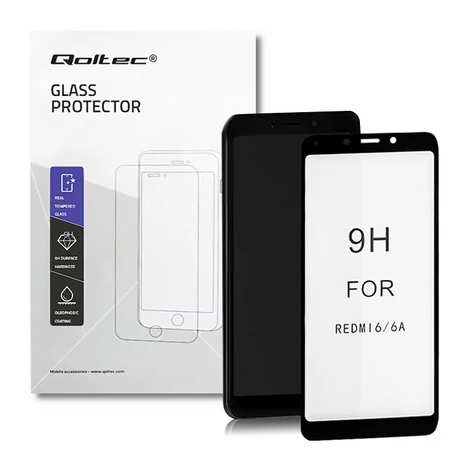 Qoltec edzett üveg kijelzővédő Huawei Y6 2018-hoz fekete színben