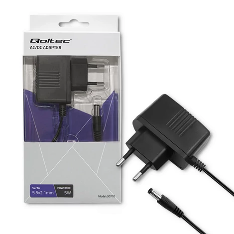Qoltec 5W hálózati adapter 5.5*2.1 mm csatlakozóval