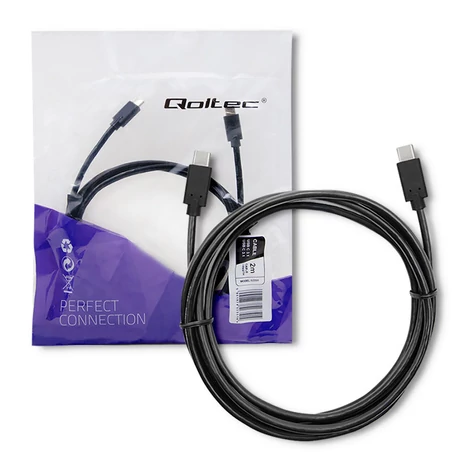 Qoltec USB 3.1 típusú C férfi kábel 2m fekete
