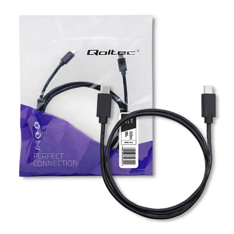 Qoltec USB 2.0 C típusú kábel 0,5m fekete színben