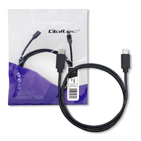Qoltec USB 2.0 C típusú kábel 1,4m fekete színben