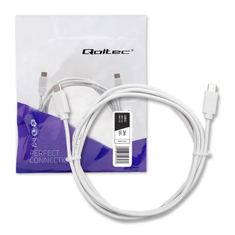 Qoltec USB 2.0 C típusú kábel 2m fehér színben