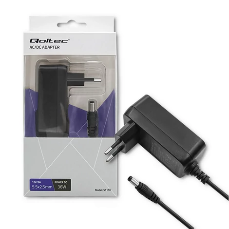 Qoltec 36W hálózati adapter 12V 3A 5.5*2.5 mm