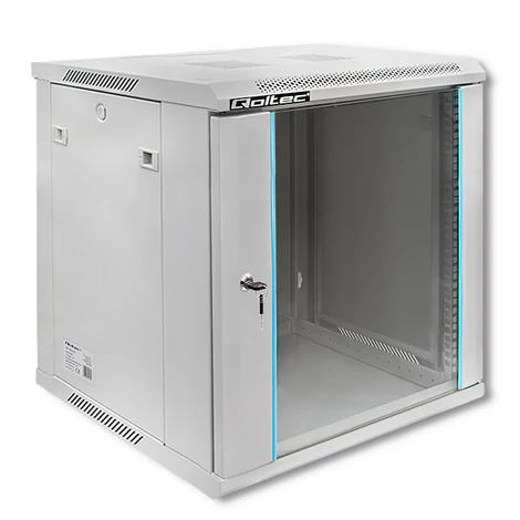 Qoltec 12U RACK szekrény edzett üvegajtókkal