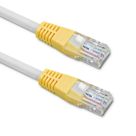 Qoltec 10m CAT5 UTP LAN kábel fehér és sárga színben