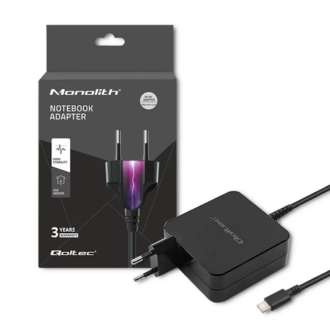 Qoltec 90W USB-C töltő fekete színben