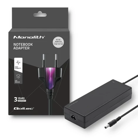 Qoltec 120W asztali tápegység 12V 10A fekete színben