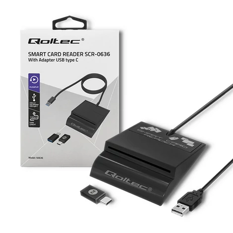 Qoltec SCR-0636 intelligens chipkártya olvasó