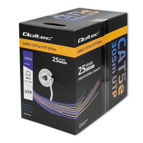 Qoltec CAT5E UTP hálózati kábel 305m szürke színben