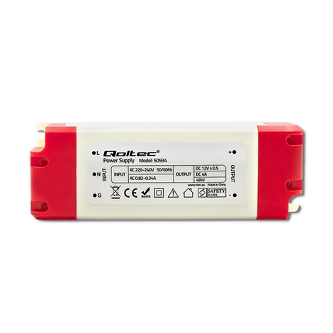 Qoltec LED Meghajtó IP20 48W 12V 4A