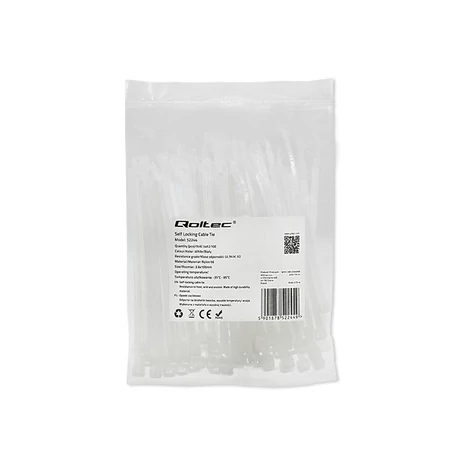 Qoltec fehér önzáró kábelkötöző 3.6*100 mm