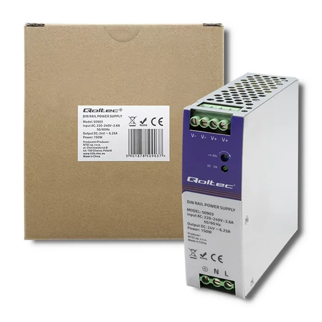 Qoltec 150W ipari DIN sínre szerelhető tápegység