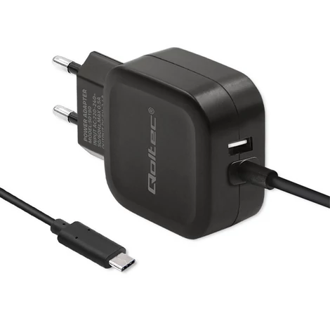 Qoltec 17W töltő USB és USB-C csatlakozóval