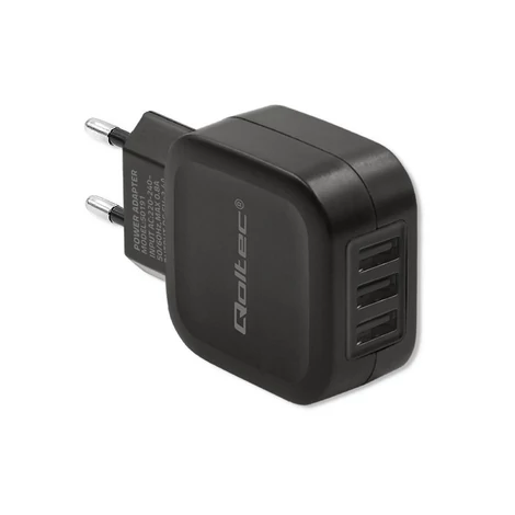 Qoltec 17W töltő 3xUSB, fekete színben