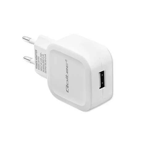 Qoltec 12W USB töltő fehér színben