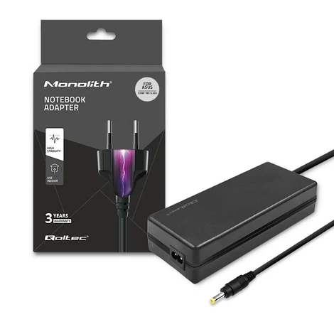 Qoltec tápegység Asus laptophoz 120W fekete színben