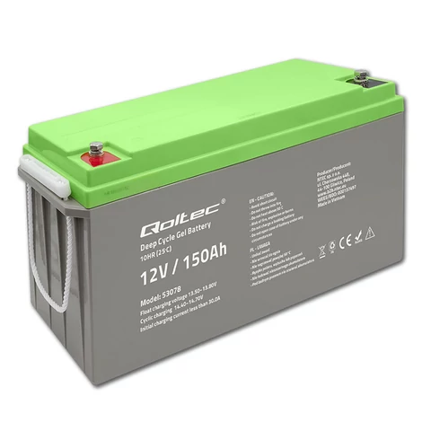 Qoltec 12V 150Ah mélykisütésű gél akkumulátor