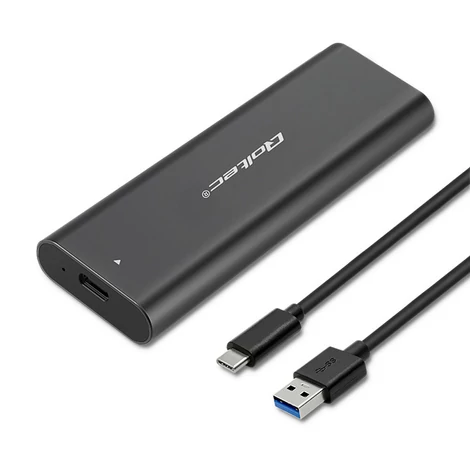 Qoltec M.2 SATA SSD ház fekete színben USB-C csatlakozóval