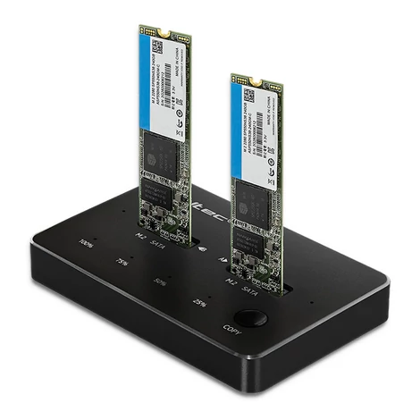 Qoltec 2x SSD M.2 SATA dokkoló állomás fekete színben