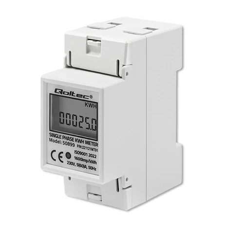 Qoltec egyfázisú elektronikus energiafogyasztás mérő LCD kijelzővel