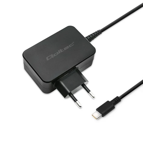 Qoltec 65W fekete USB Type C töltő
